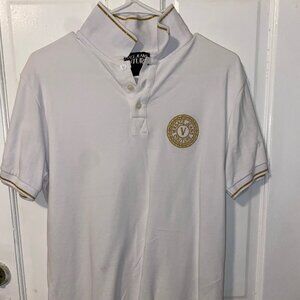 Versace Couture Gold White Polo Shirt Men